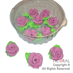 ROSAS GRANDES C/HOJA LILA x 10